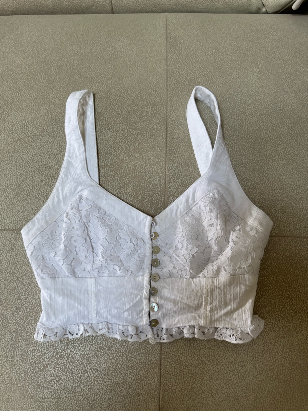 Free People - White Lace-Trim Top